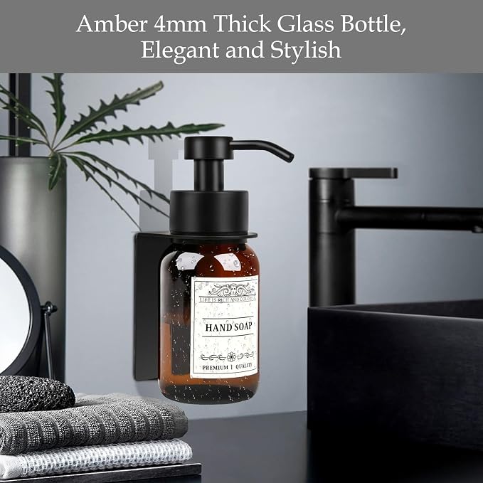 Lotion Dispenser 2-Pack Shower Soap Dispenser Set with Pump and Wall Mount Multi-Scene soap Bottle(Amber Set of 2)