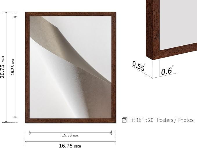 Monem Art Minimalist Folded Paper Abstract Print - Scandinavian Neutral Texture Art Poster - Wall Decor for Living Room, Bedroom or Office - 16x20 Brown Framed Wall Art by Mareike Bohmer