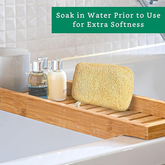 TECHSUPREME Natural Loofah Exfoliating Sponge (3 Pack) - Loofa Exfoliating Body Scrubber - Biodegradable Organic Loofah Sponge - Shower Luffa Sponges - Shower Lufa (Rectangular)