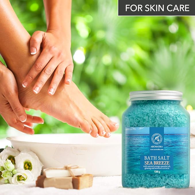 Bath Sea Salt Set 2X 46 Oz - Sea Breeze Salt - Natural Bath Sea Salts - Best for Relaxing - Calming - Body Care - Beauty - Aromatherapy