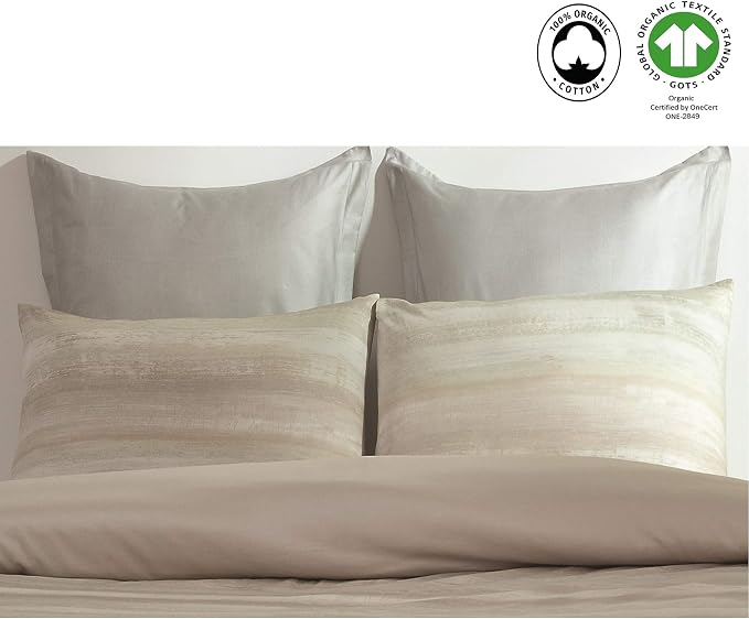A1HC Coastline Reversible Print Organic Cotton Pillowcase (Set of 2) | GOTS Certified Organic Cotton Pillowcase | Dust, & Wrinkle Resistant| Long Staple Cotton| 21" x 30"