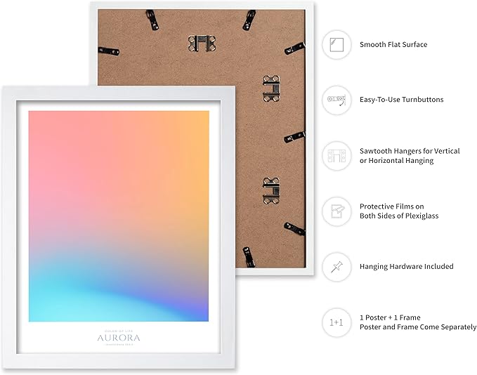 Monem Art Aurora Gradient Abstract Print - Minimalist Geometric Color Field Poster - Wall Decor for Living Room, Bedroom or Office - 8x10 White Framed Wall Art by Rs Lab Studio