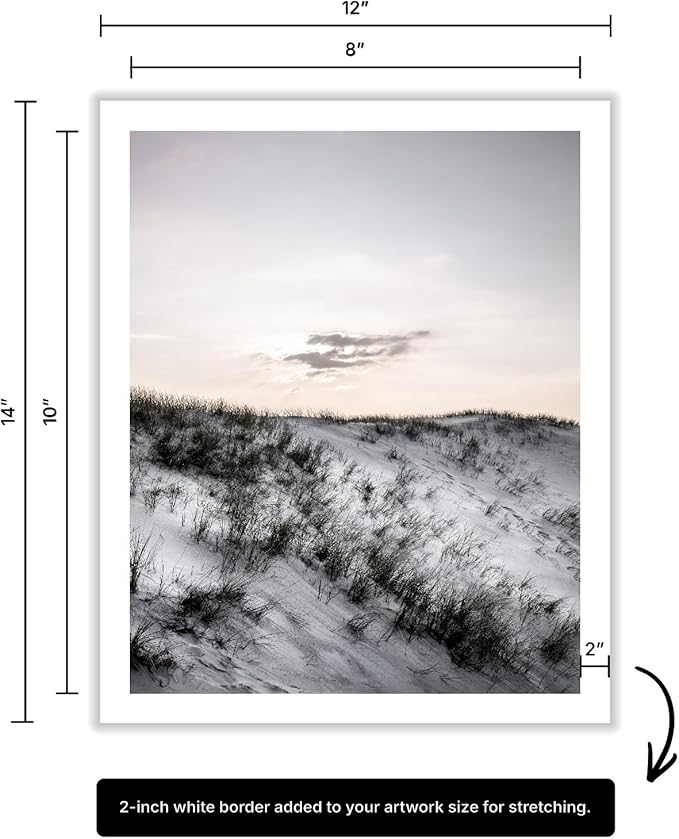 Monem Art Snowy Sand Dunes Landscape Print - Minimalist Winter Nature Poster - Wall Decor for Living Room, Bedroom or Office - 8x10 ROLLED CANVAS Wall Art by Mareike Bohmer