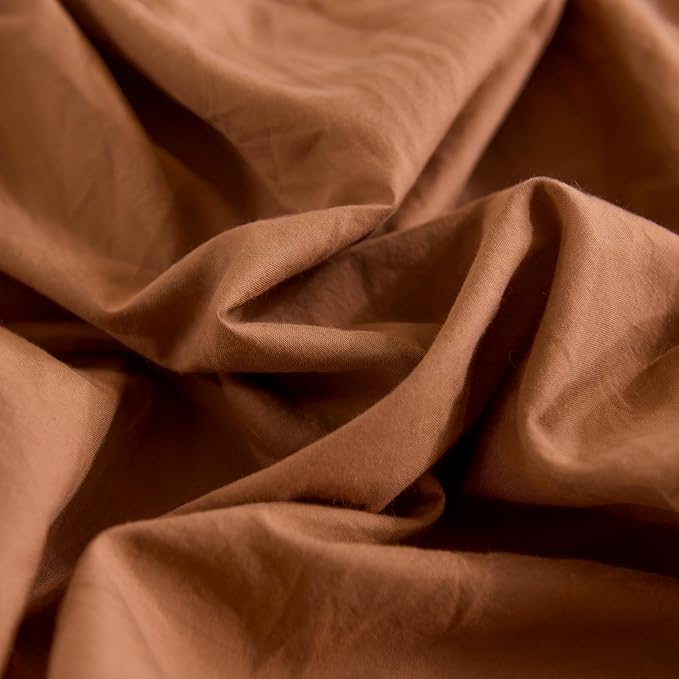 NEXHOME PRO Duvet Cover Set 100% Washed Cotton California King 104"x98", Organic Natural Linen Look Textured 3 Pieces Bedding Set Terracotta Burnt Orange with Zipper Closure, Soft(No Comforter)