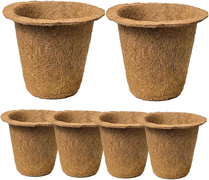 ARTIBETTER 6pcs Biodegradable Coconut Fiber Nursery Starter Containers for Seedlings, Indoor Balcony Succulent Holders, Eco-Friendly Green Planting Pots for Office and Home Gardening