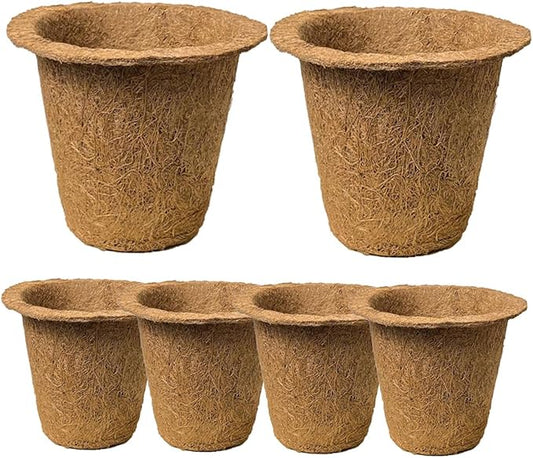 ARTIBETTER 6pcs Biodegradable Coconut Fiber Nursery Starter Containers for Seedlings, Indoor Balcony Succulent Holders, Eco-Friendly Green Planting Pots for Office and Home Gardening