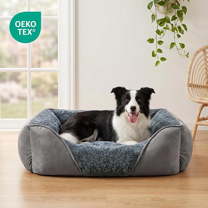INVENHO Dog Bed Medium Size Dog, Orthopedic Warming Soft Calming Sleeping Puppy Bed Durable Pet Bed with Anti-Slip Bottom