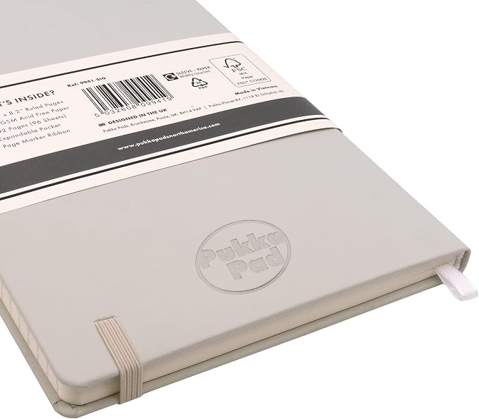 Pukka Pad Soft Cover A5 Notebook – Vegan Leather Journal with 192 Pages, 96 Sheets of 80GSM Ivory Paper, College Ruled without Margins – 5.8 x 8.2in, Oatmeal
