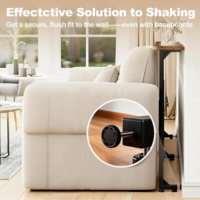 Faesun 70.9 Inch Vacuum Forming Behind Couch Table, 24"-32" Adjustable Height Range, Behind The Couch Table with Outlet, Adjustable Console Table, Narrow Long Sofa Table, for Living Room, Brown