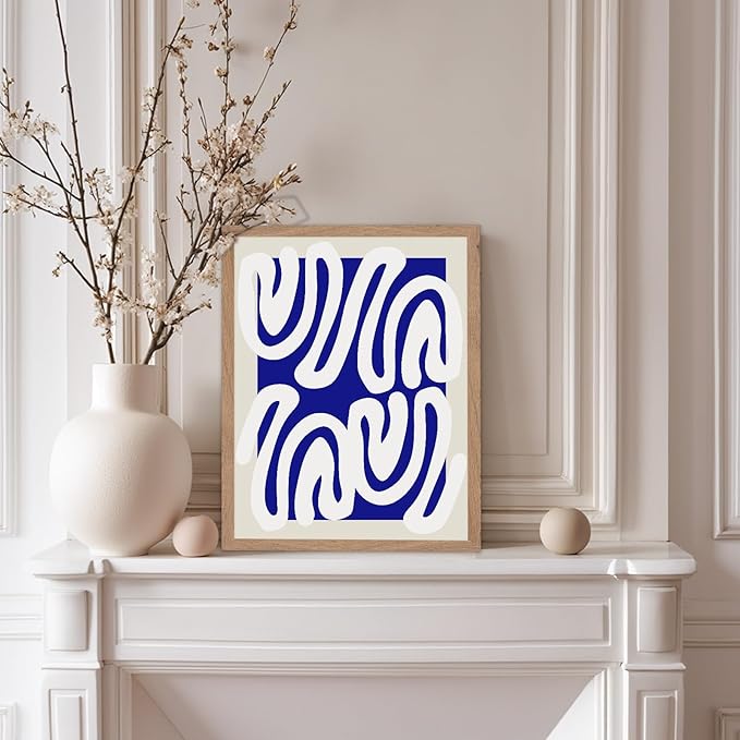 Monem Art Organic Shape Pattern Print - Modern Minimalist Abstract Poster - Wall Decor for Living Room, Bedroom or Office - 8x10 Beige Framed Wall Art by Rs Lab Studio