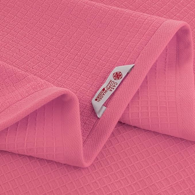 CASA COPENHAGEN Wafffle 4Pcs 100% Egyptian Cotton Large Designer Towels Gift Set- Pink, 55"x27", 4Bath Towels for Bathroom (Box Pack, Set for Women & Men)
