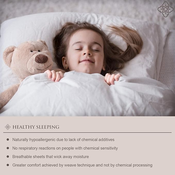 BIOWEAVES 100% Organic Cotton Sheets, 300 Thread Count 4-Piece GOTS Certified Bed Sheet Set Fits Mattress Upto 17" Deep Pocket, Soft & Silky Sateen Weave (Queen, Shore)