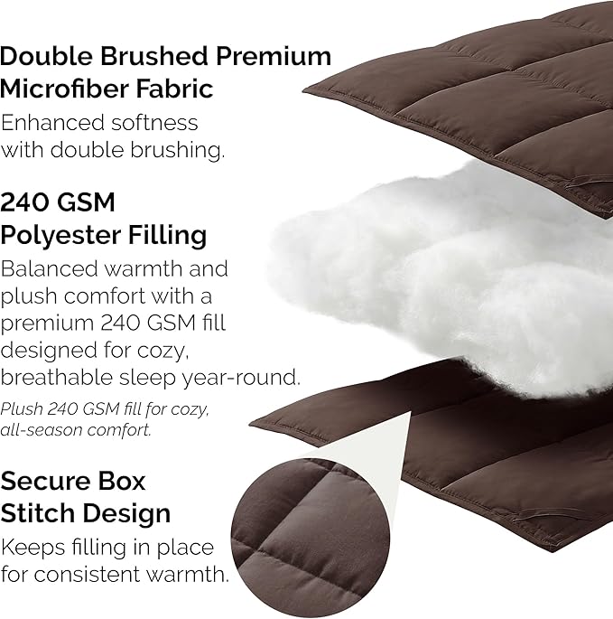 Southshore Fine Living, Inc. Brown Bedding Comforters Queen Size/Full Size Duvet Insert, Soft & Fluffy Bedspread, Queen/Full Bed, Cozy Down Alternative Comforter, Chocolate Brown