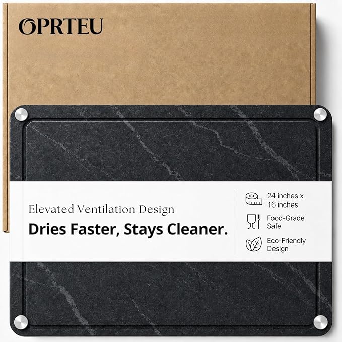 Large Stone Drying Mat for Kitchen Counter - 24”*16” Marble Veining Quick Drying Fast Absorbent Drying Mat, Natural Diatomaceous Earth Dish Drying Mat