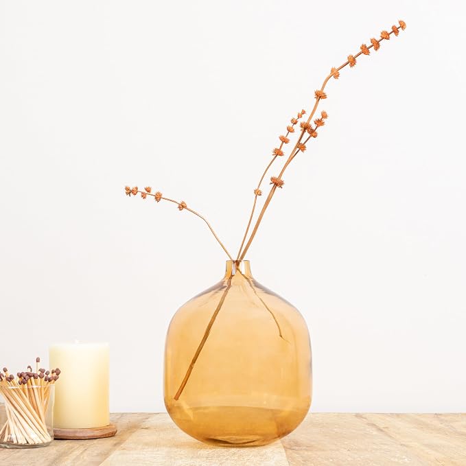Modern Clear Tinted Glass Vase, Amber
