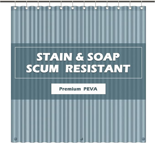 EHZNZIE Stone Blue Shower Curtain Liner 72x72, PEVA Waterproof Bath Curtain, No Chemical Smell, 3 Weighted Magnets, Durable with Rustproof Metal Grommets
