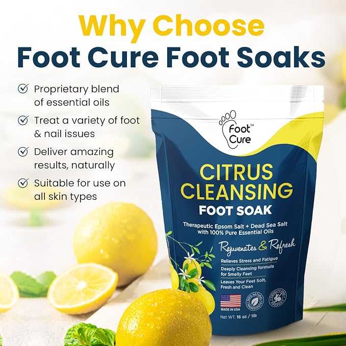 Citrus Detox Foot Soak With Epsom Salts - for Foot Callus, Immune Boost, Damaged Toenail, Athletes Foot, Pedicure For Dry Cracked Feet - Instantly Hydrates & Soothes Irritated Skin