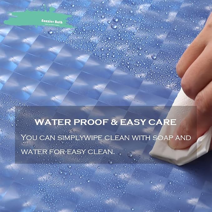 Navy Blue 3D Crystal Plastic Shower Curtain Liner, 72x72 Inch Thin Lightweight Plastic Bathroom Shower Showroom Inner Curtain with Rustproof Metal Grommet Holes and Weighted Magnets