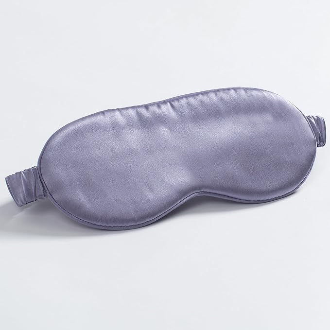 100% 22 Momme 6A Grade Double-Sided Pure Mulberry Silk Eye Mask Soft Breathable Sleep Blindfold with Elastic Headband for Men and Women Pack of 1 (Purple)