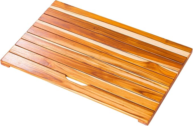 NNN 31" x 20" Teak Shower Mat – Handcrafted, Marine-Grade Reinforced, Supports Up to 400 lbs, Indonesian Teak.