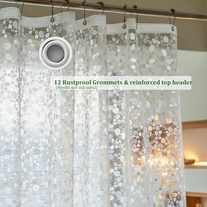 Shower Curtain Liner 75inches Long, EVA Waterproof Weighted Heavy Duty Bathroom Shower Liner with 3 Strong Magnets and 12 Rust Proof Grommets, Cobblestone, 72 X 75 inches