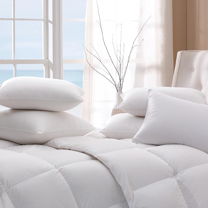 Cuddledown Organic Cotton Down Alternative Pillow | 100% Organic Cotton Shell | European Down Alternative Fill | Hypoallergenic | Handcrafted | Oeko-TEX Certified | 20" x 26" | Standard | Firm