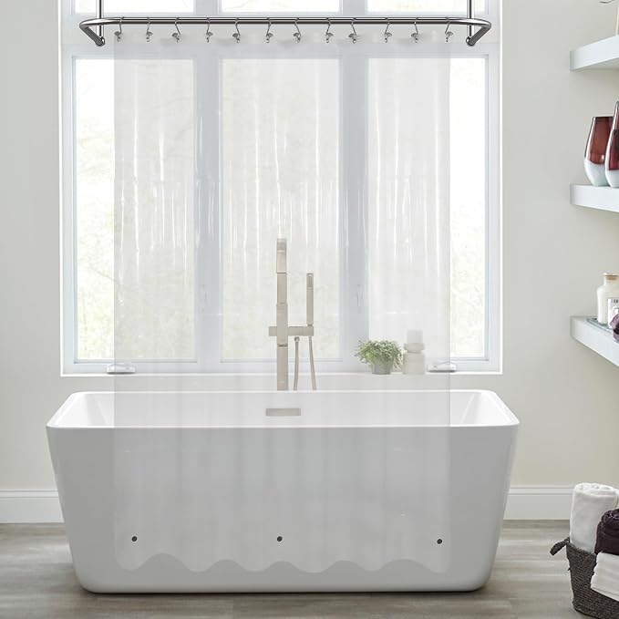 Mrs Awesome Clear Shower Curtain Liner Medium Weight - Shower Curtain Plastic with 3 Magnets for Bathroom, 71x72