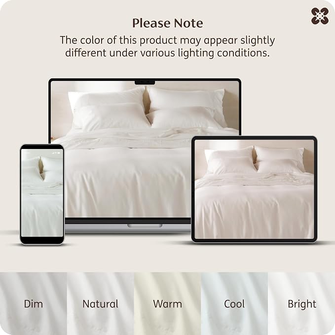 Bedsure GOTS Organic Cotton Queen Duvet Cover Set, Pure White, 90" x 90" | for Sensitive Skin—8 Interior Ties Keep Insert Secure, Hidden Zipper, Breathable Comfort in Ivory with 2 Pillow Shams