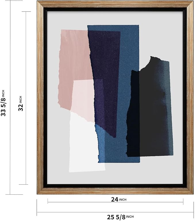 Monem Art Abstract Torn Paper Collage Print - Minimalist Modern Art Poster - Wall Decor for Living Room, Bedroom or Office - 24x32 Silver Framed CANVAS Wall Art by Mareike Bohmer