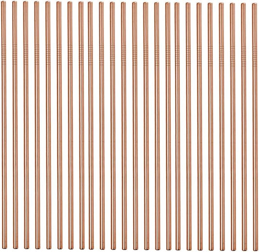 50-Pack Stainless Steel Straws,Super Long 10.5 Inch Drinking Metal Straws for 30oz/20oz Tumblers Yeti Cups Travel Mugs,Reusable Rustproof Dishwasher Safe (All straight 50pcs -10.5" Rose Gold)