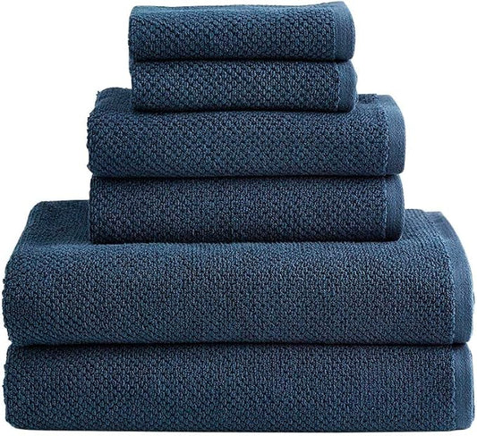 Organic Cotton Textured Towels - Navy - 2 Bath Sheets