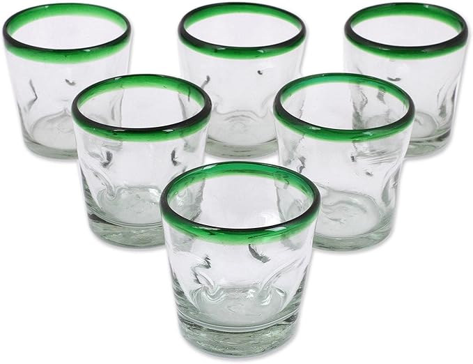 NOVICA 15788 Blown glass, 3.5" H x 3.5", green clear