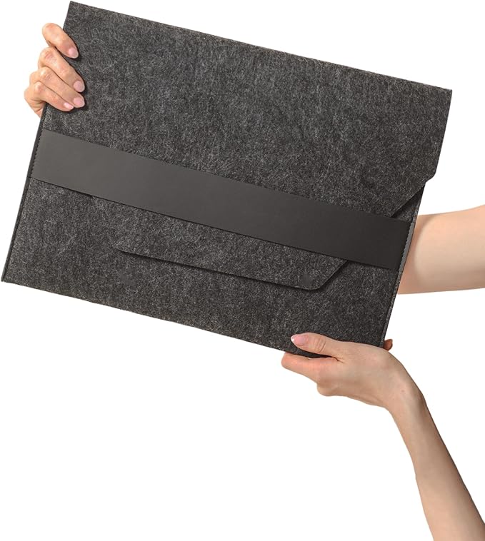 SortJoy Felt Laptop Sleeve and File Folder - Sleek and Durable Protective Case for Laptops and Documents, Perfect for Work, School, or Travel, Fits Devices Up to 15 Inches (Carbon, Dark Grey)