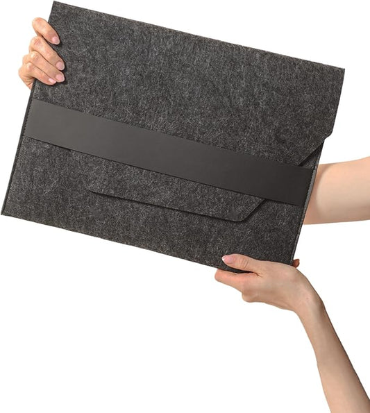 SortJoy Felt Laptop Sleeve and File Folder - Sleek and Durable Protective Case for Laptops and Documents, Perfect for Work, School, or Travel, Fits Devices Up to 15 Inches (Carbon, Dark Grey)