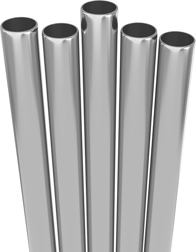 Fiesta First 5 Super Extra Wide Boba Straws Stainless Steel. 10.23" Long Metal Straws Reusable Fat Thick Large Jumbo for Smoothies, Bubble Tea. Dishwasher Safe Hard Drinking Straws. SILVER