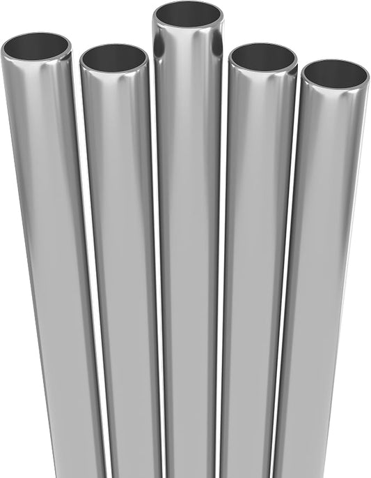 Fiesta First 5 Super Extra Wide Boba Straws Stainless Steel. 10.23" Long Metal Straws Reusable Fat Thick Large Jumbo for Smoothies, Bubble Tea. Dishwasher Safe Hard Drinking Straws. SILVER