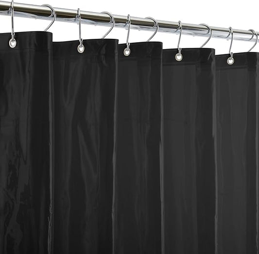 Bath Bliss Heavy Shower Curtain Liner, 12 Rust Resistant Metal Grommets, 3 Weighted Magnet Hem, Black