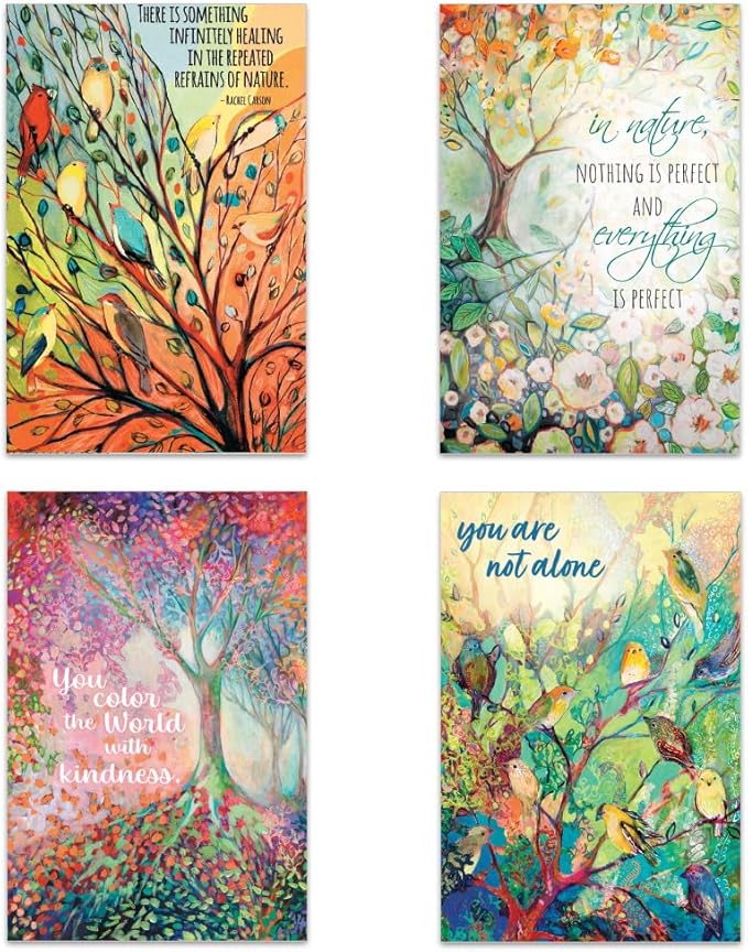 Tree-Free Greetings - All Occasion Cards - Artful Designs - 16 Assorted Cards + White Envelopes - Made in USA - 100% Recycled Paper - 4"x6" - Heartfelt Nature (FP61565)