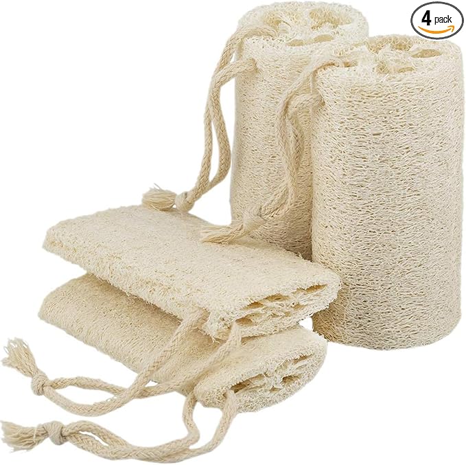 pisdoplop Natural Loofah Exfoliating Body Sponge Scrubber, 5 inch-Long Organic Loofa Luffa Plant-Based for Men & Women Skin Care Bath Shower Cleaning, Natural Sponges for Dishes