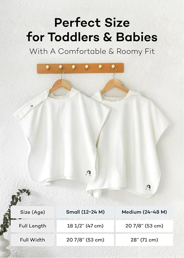 Konny Baby Hooded Towel Rayon from Bamboo Cotton Baby Bath Beach Towel Hooded Poncho, Oeko-TEX, Ultra Soft & Quick-Dry, Newborn Boys Girls Toddler (Beige, Small)