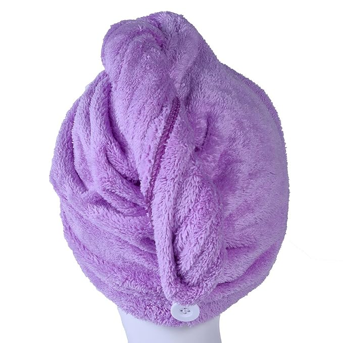 YYXR Microfiber Quick Drying Hair Towel Wrap - Super Absorbent Drastically Reduce Hair Drying Time(2-Pack Rose &Purple)