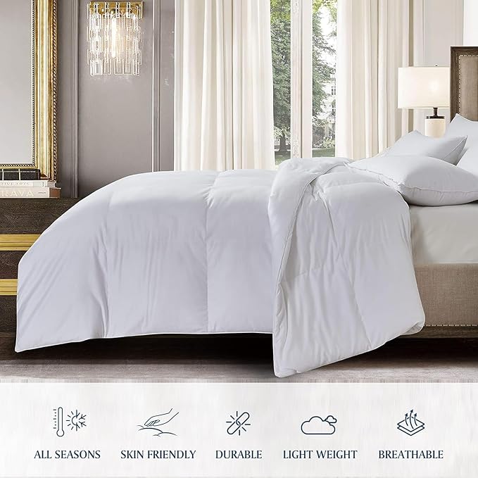 All Season White Down Alternative Comforter and Duvet Insert with Corner Tabs, Luxury Soft Hotel Comforters Breathable Hypoallergenic Comforter King Size (104"x88")