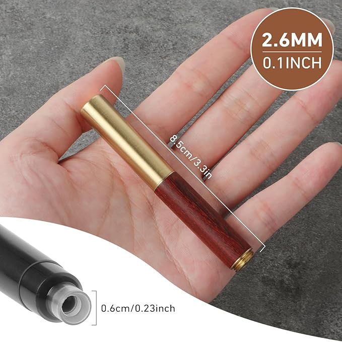 Andibro Vintage Wooden Mini Fountain Pen, Short Pocket Travel Fountain Pen Fine Nip Pen Fancy Pens Smooth Writing with 15 Pcs 2.6mm Black Ink Cartridges for Journaling Office School Supplies(B)
