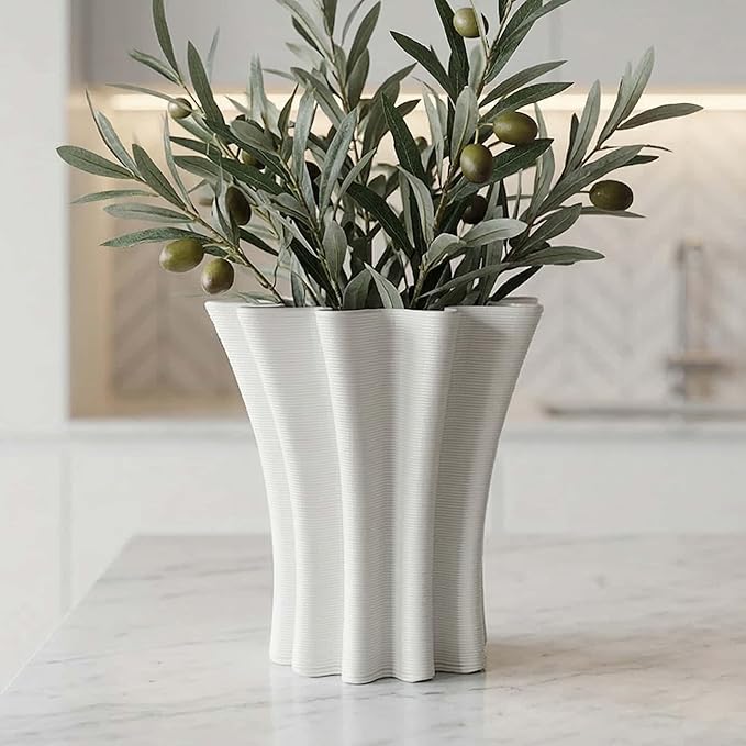 Contemporary White Ceramic Vase, Abstract Irregular Shape Sculptural Accent for Home Decor, Modern Artistic Centerpiece for Coffee Table or Bookshelf