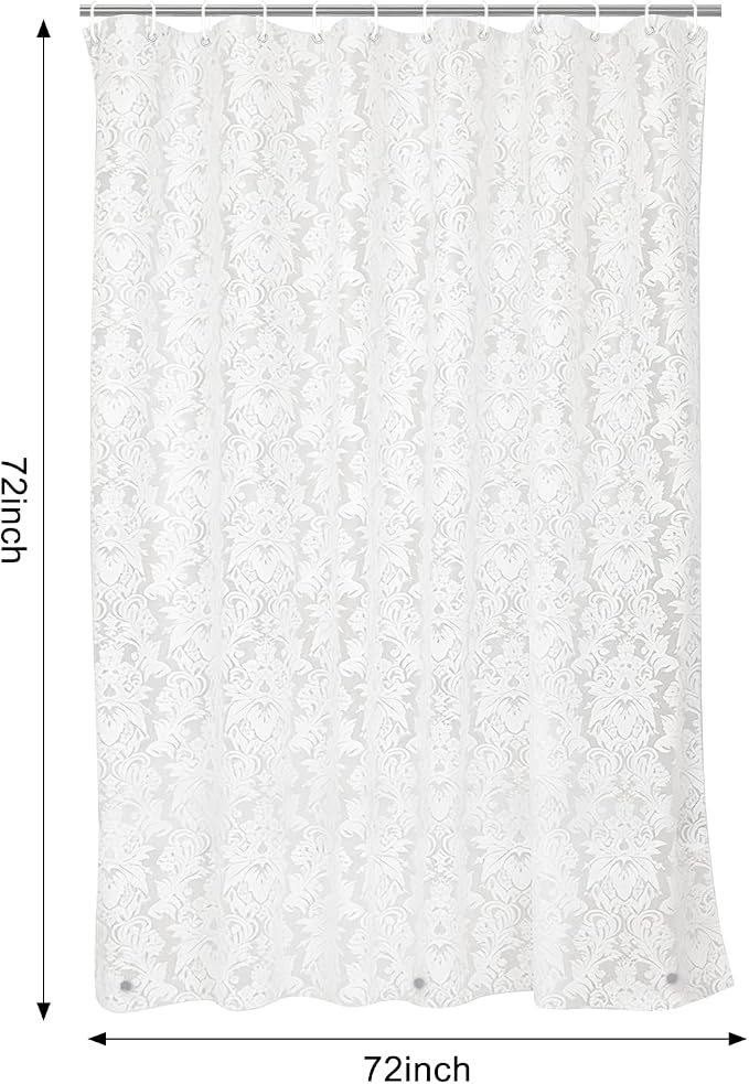 PEVA Shower Curtain, Water Repellent Premium Bathroom Shower Curtain with 3 Magnetic Weights for Shower Stall, Bathtubs