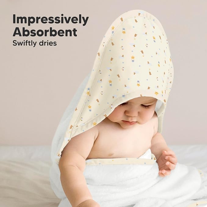 KeaBabies Baby Hooded Towel and Baby Hair Brush - Soft Bath Towels with Hood for Kids and Infant, Wooden Hairbrush with Soft Goat Bristles for Cradle Caps