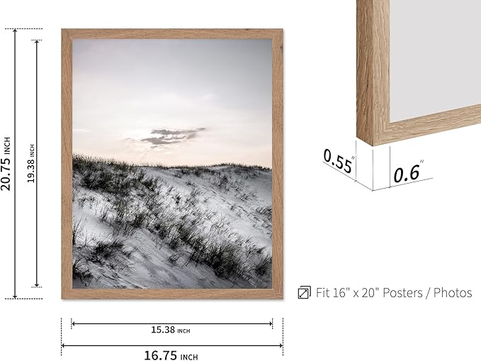 Monem Art Snowy Sand Dunes Landscape Print - Minimalist Winter Nature Poster - Wall Decor for Living Room, Bedroom or Office - 16x20 Beige Framed Wall Art by Mareike Bohmer