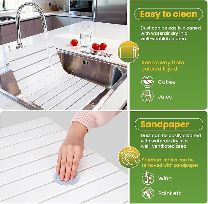 Stone Dish Drying Mat for Kitchen Counter, 24"x16" Large Quick Dry Stone Dishes Mats, Super Absorbent Diatomaceous Earth Drying Pad for Dishes, Cups, Bottles, Utensils
