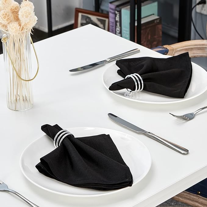 Mebakuk Cloth Napkins Set of 12, Premium 17 x 17 Inch Solid Washable Linen Style Napkins, Soft Table Napkin for Wedding Party Restaurant Dinner Parties