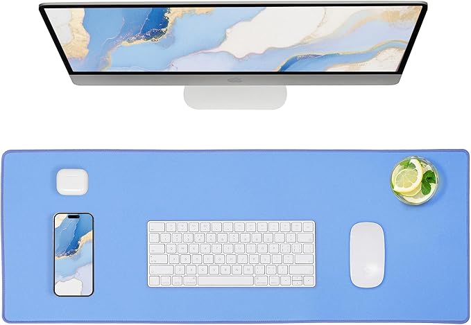 ALOANES Waterproof Mouse Pad, Large Gaming Keyboard Pad with Anti-Slip Base, Grain Jacquard Surface, Extend Desk pad for Gamer, Office & Home, Blue Mousepad 27.6"x11.8"x0.12"
